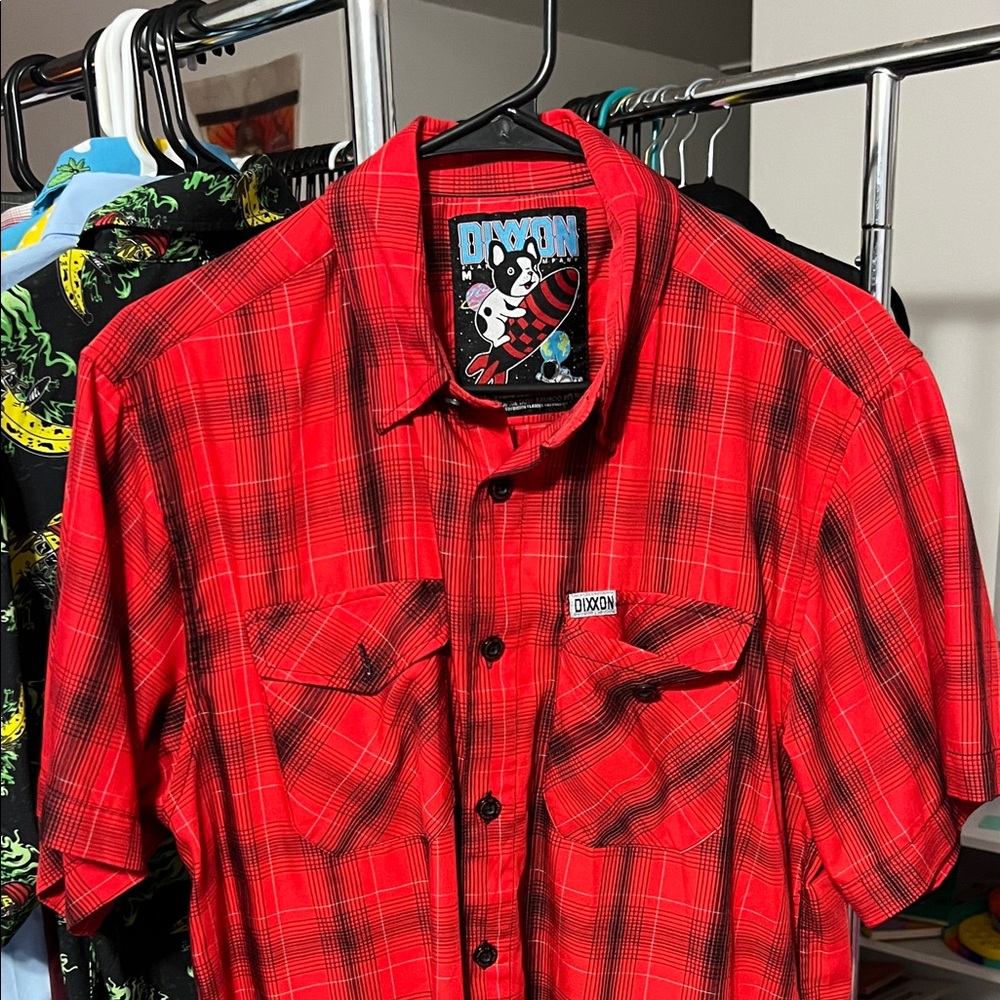 DIXXON Red and Black Plaid Casual Shirt